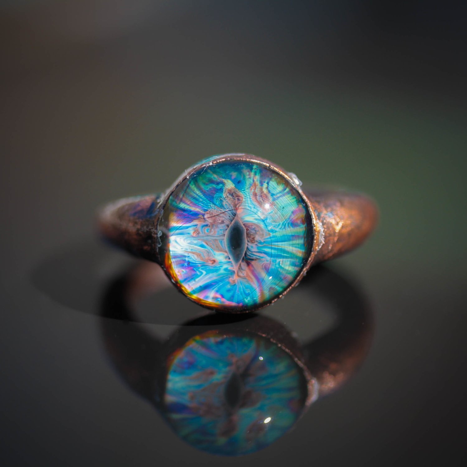 Dragon&#39;s Eye Copper Ring - Size 8.5