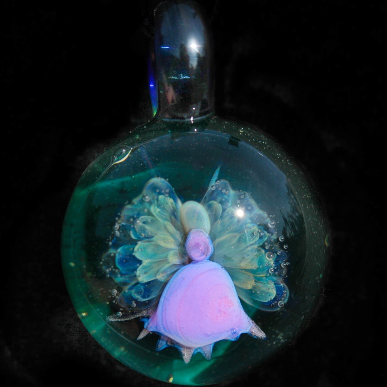 Angel over Deep Teal Sparkle