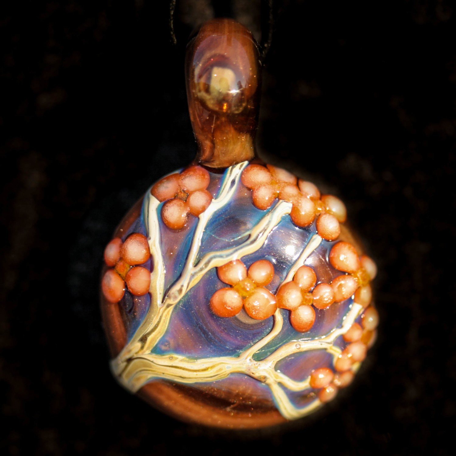 Orange Blooming Branch over Brown