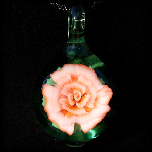 Orange Rose Over Gorgeous Green