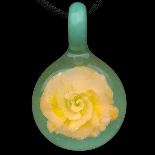 Pale Yellow Rose Over Aqua