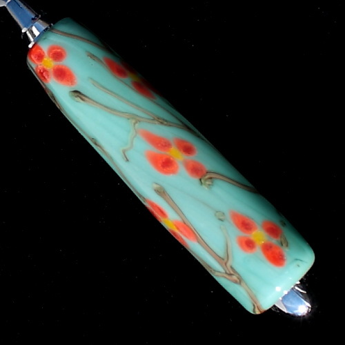 Red Blooming Branch Over Aqua Letter Opener