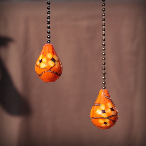Yellow and Orange Blooming Branch Fan Pull Set