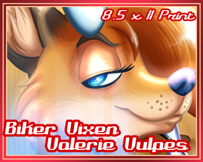 Biker Vixen Valerie Vulpes Print 8.5 x 11in