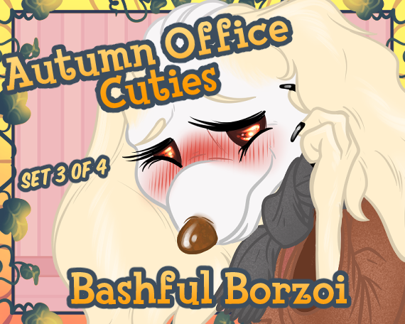 Autumn Office Cuties &quot;Bashful Borzoi&quot; Set 3 of 4