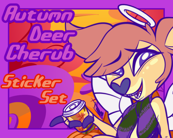 Deer Cherub Fall Latte Sticker Set