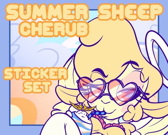 Sheep Cherub Summer Swimsuit Sticker Set