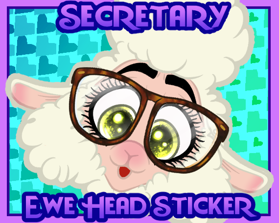 Secretary Ewe Emoji Head Sticker Set