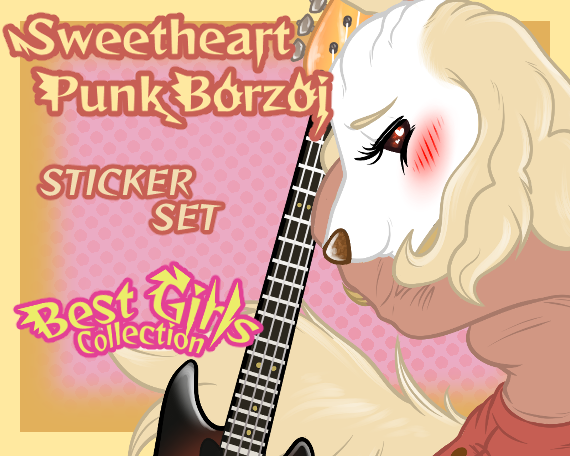 Sweetheart Punk Borzoi Sticker Set