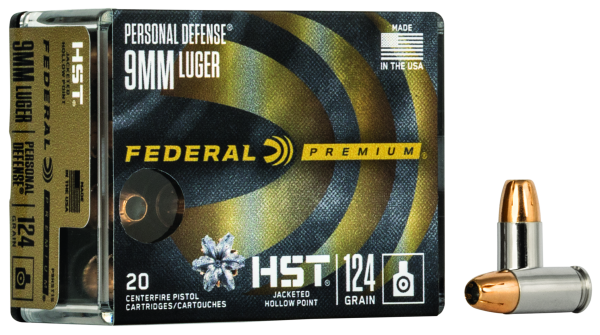 Federal Pistolenmunition Premium 9 x 19 8g HST Jacketed Hollow Point Personal Defense