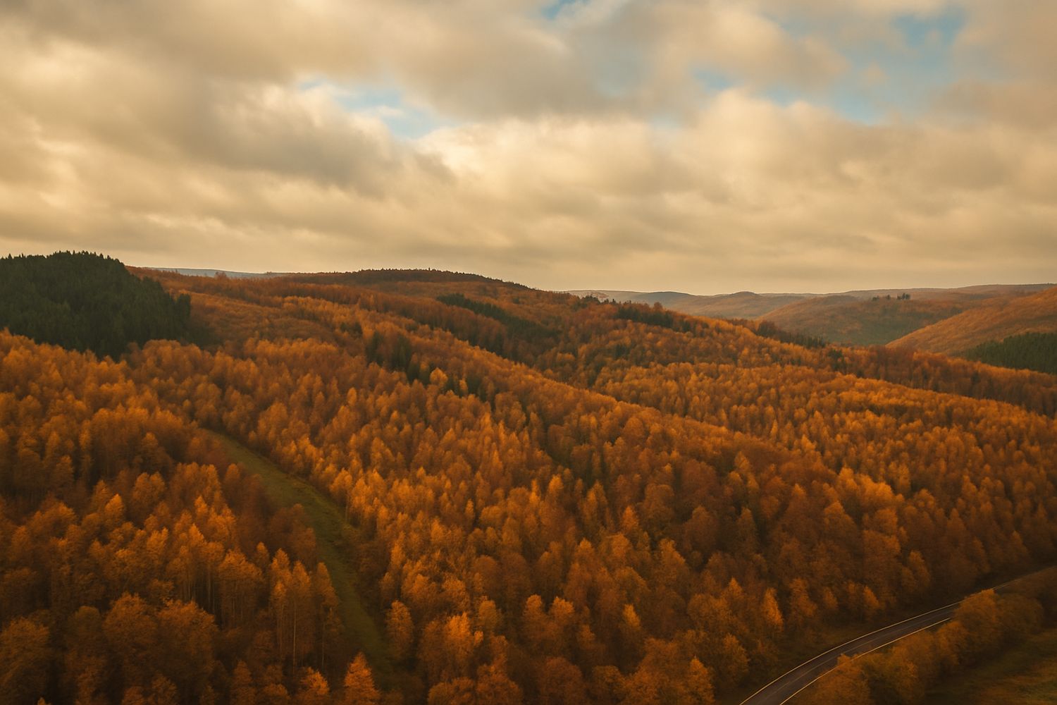 Herfstlandschap vanuit de lucht – Belgische Ardennen