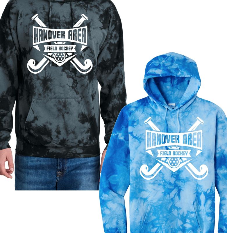 Hanover Area Field Hockey Crossed Sticks/Banner Crystal Tie Dye Hoodie