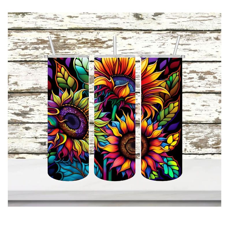 Colorful Sunflower 20oz skinny tumbler