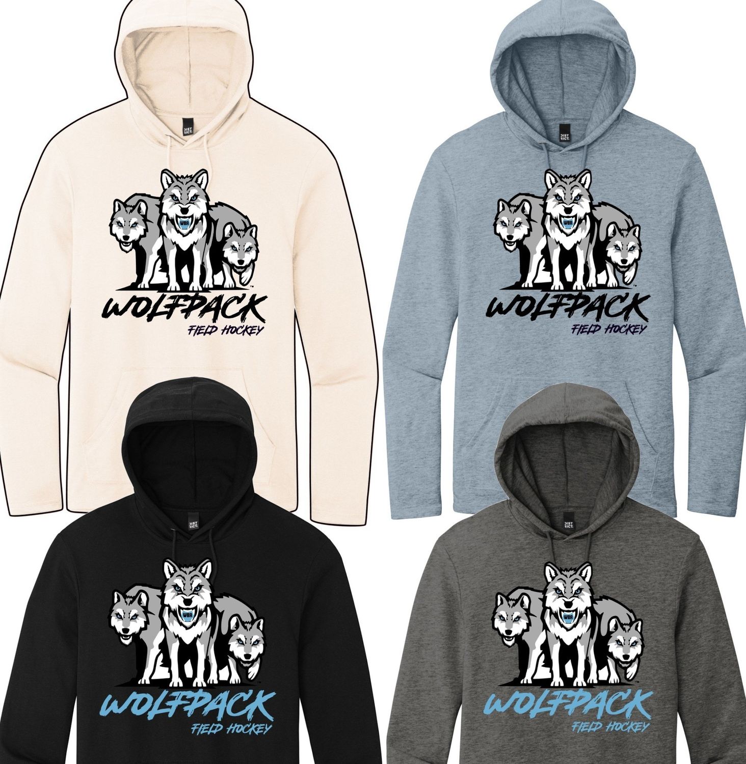 Wolfpack Field Hockey 3 Wolves Lightweight French Terry Hoodie