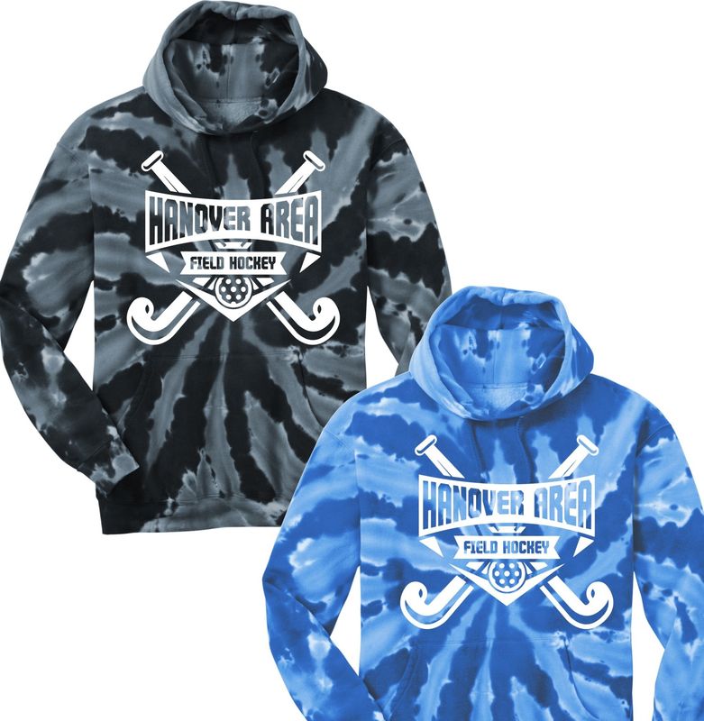 Hanover Area Field Hockey Crossed Sticks/Banner Spiral Tie Dye Hoodie