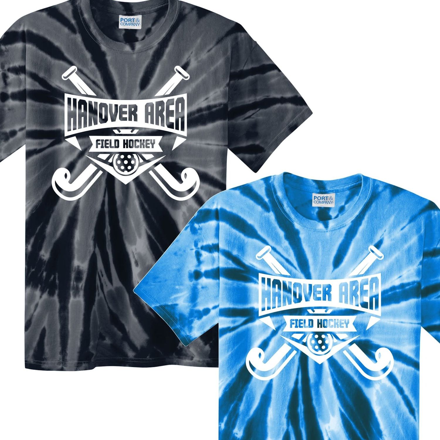 Hanover Area Field Hockey Crossed Sticks/Banner Spiral Tie Dye Tshirt