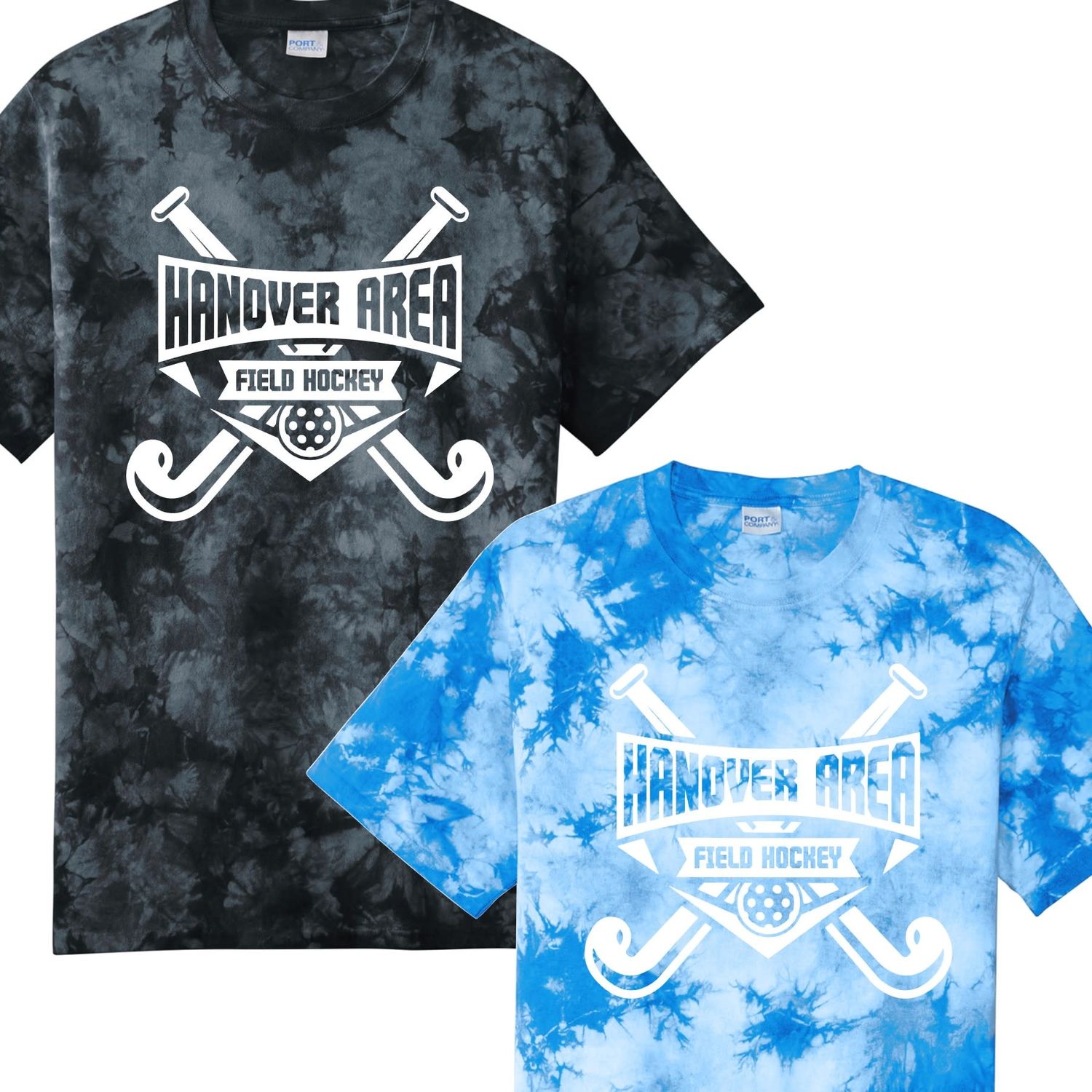 Hanover Area Field Hockey Crossed Sticks/Banner Crystal Tie Dye Tshirt