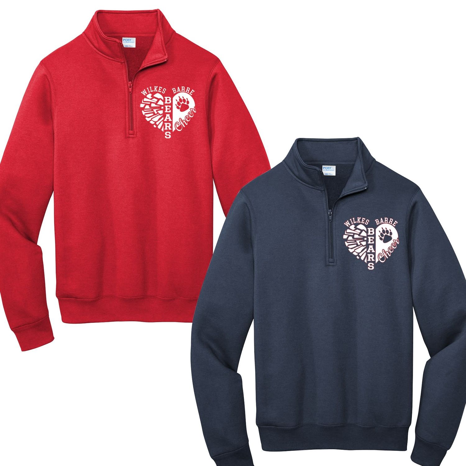 Bears Cheer Heart long sleeve quarter zip