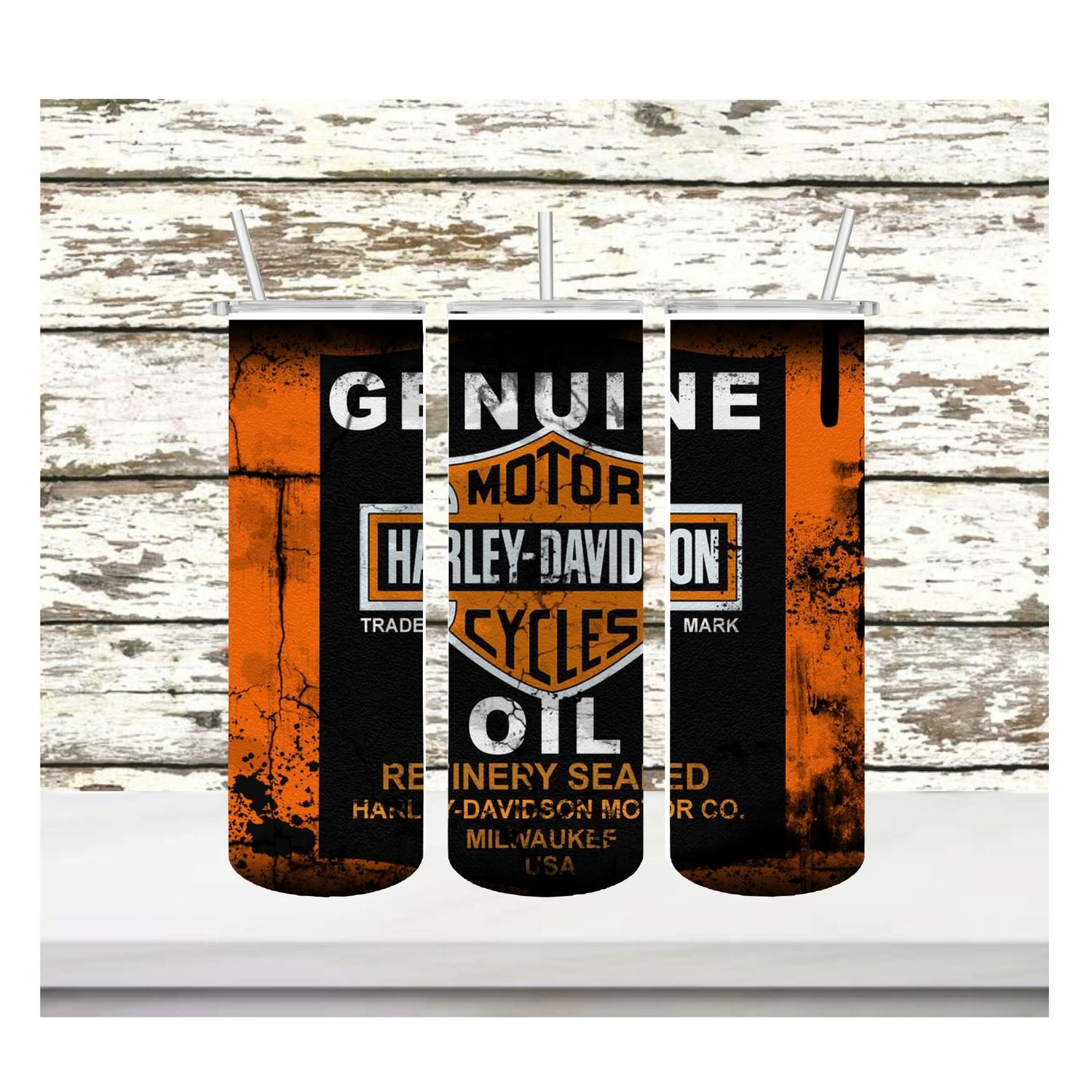 Harley Motor oil 20oz skinny tumbler