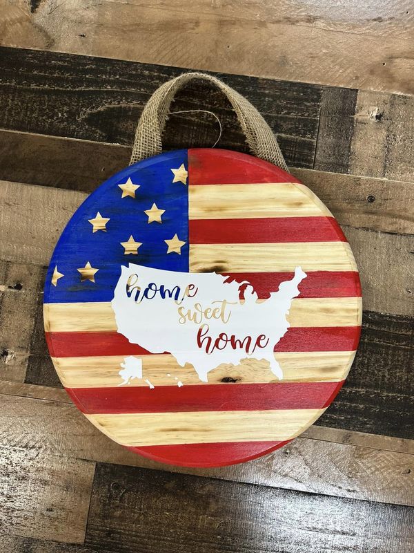 Home Sweet Home Patriotic 15&quot; Door Round