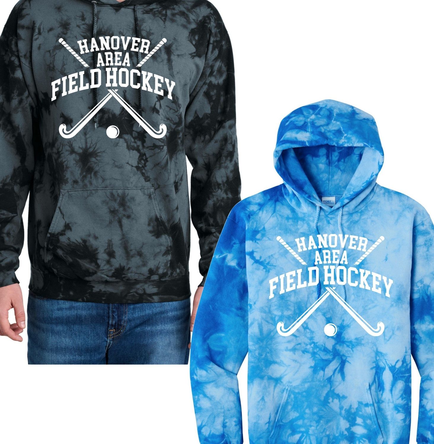Hanover Area Field Hockey Crossed Sticks Crystal Tie Dye Hoodie