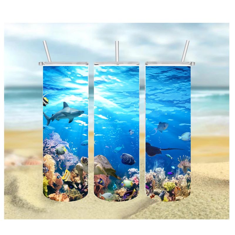 Underwater scene 20oz skinny tumbler