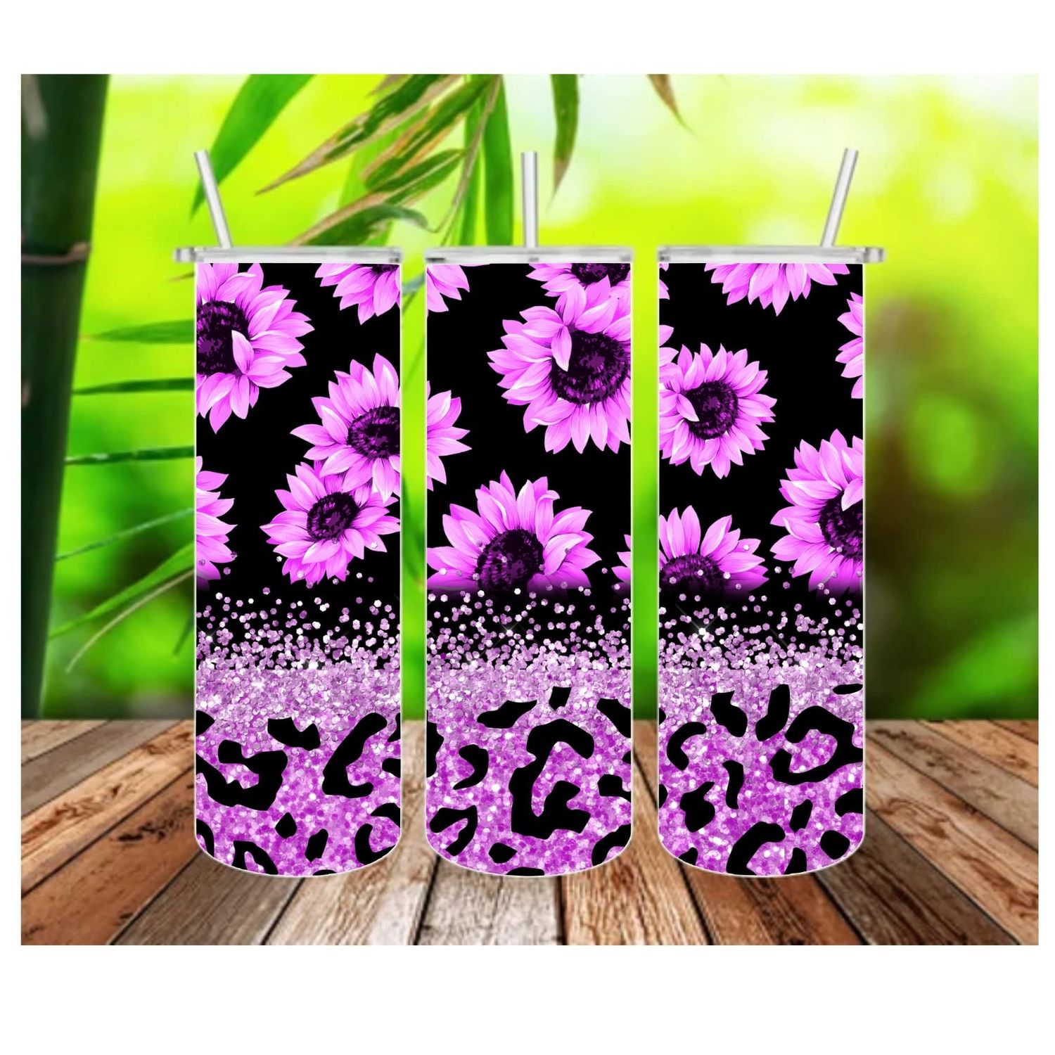 Purple Sunflower 20oz skinny tumbler