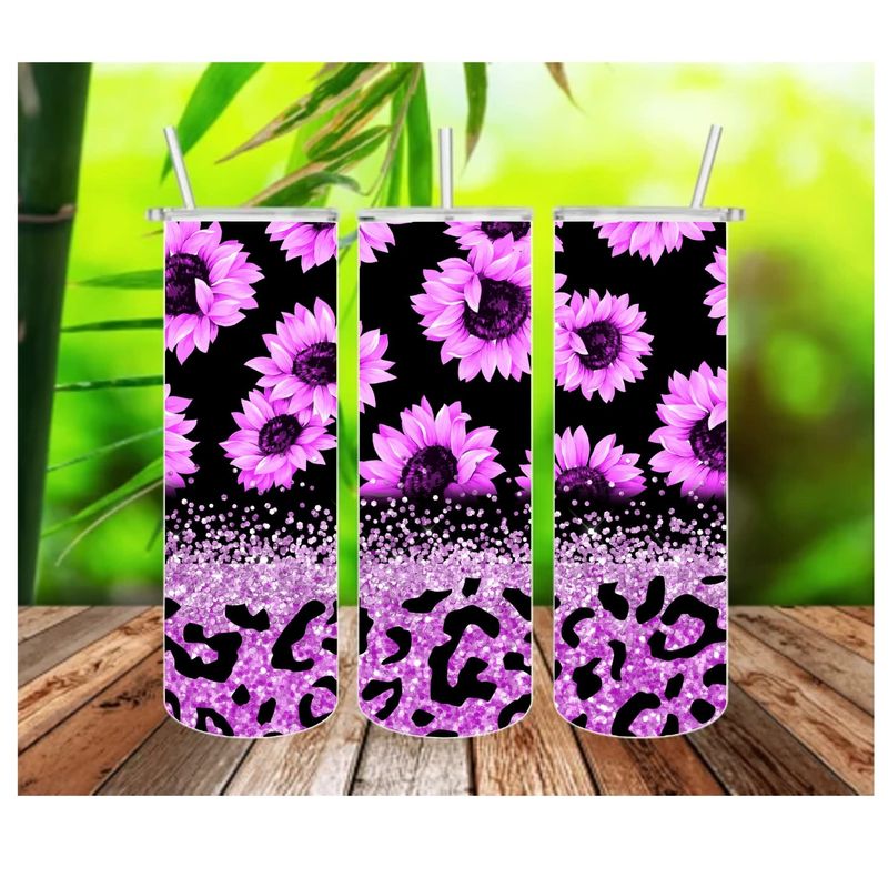 Purple Sunflower 20oz skinny tumbler