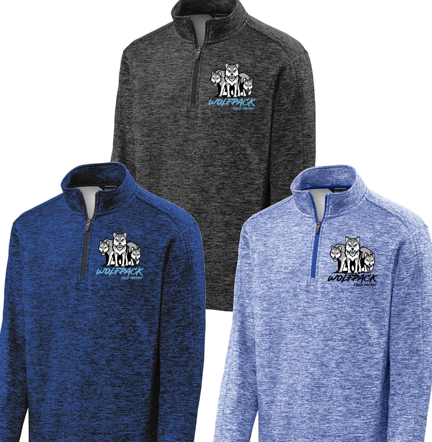 Wolfpack Field Hockey 3 Wolves Electric Heather Fleece 1/4 Zip