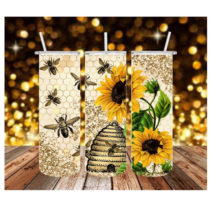 Sunflower beehive 20oz skinny tumbler