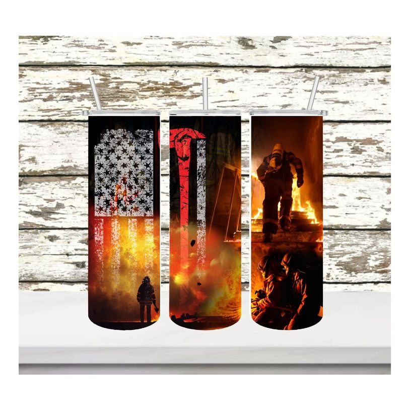 Firefighter 20oz skinny tumbler
