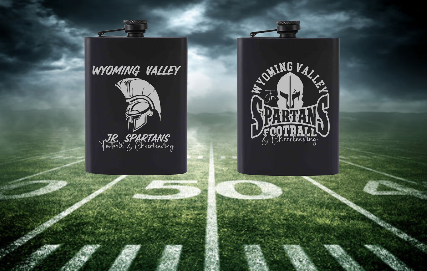 Wyoming Valley Jr. Spartans Engraved Hip Flask