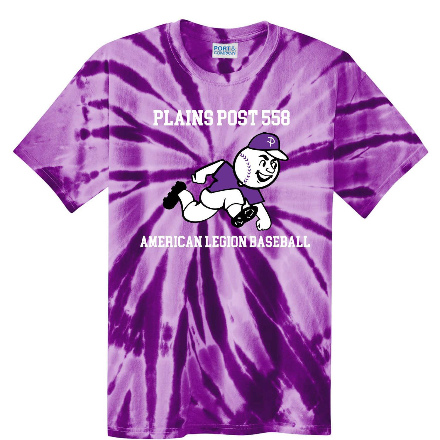 Plains Baseball Spiral Tie Dye Tshirt