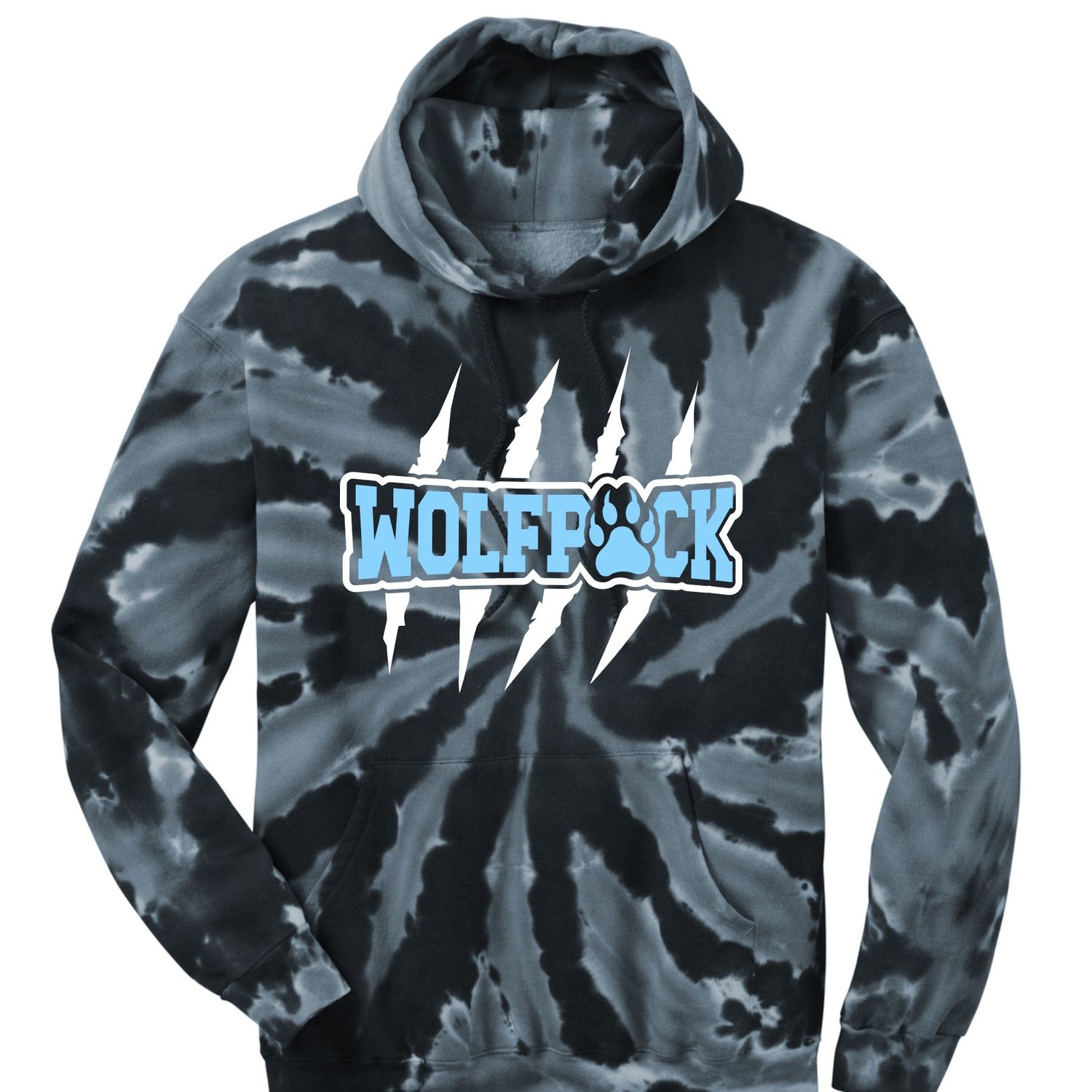 Wolfpack Football Claw Tie Dye Hoodie