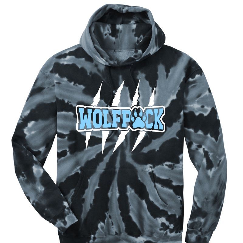 Wolfpack Football Claw Tie Dye Hoodie