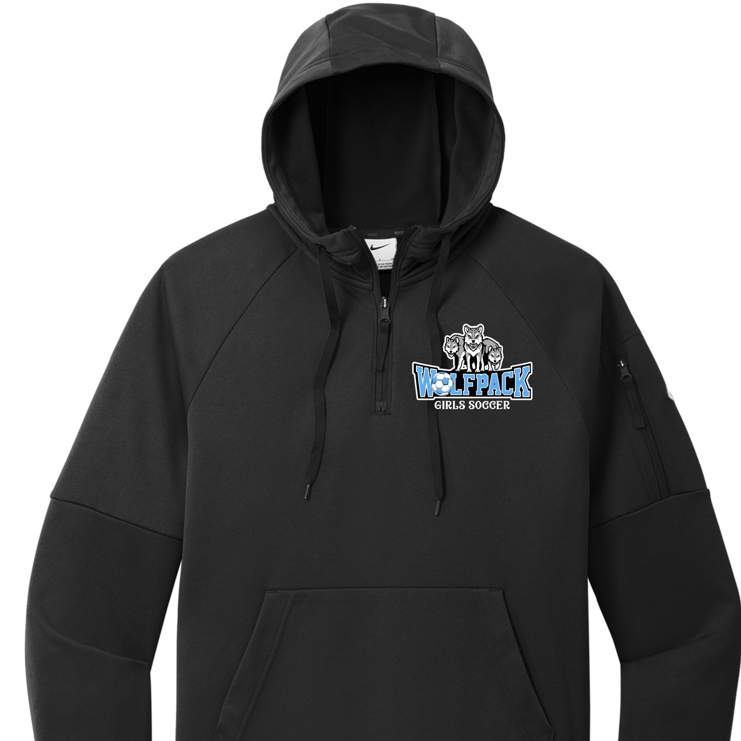 Wolfpack Girls Soccer 3 Wolves Nike 1/4 Zip Hoodie