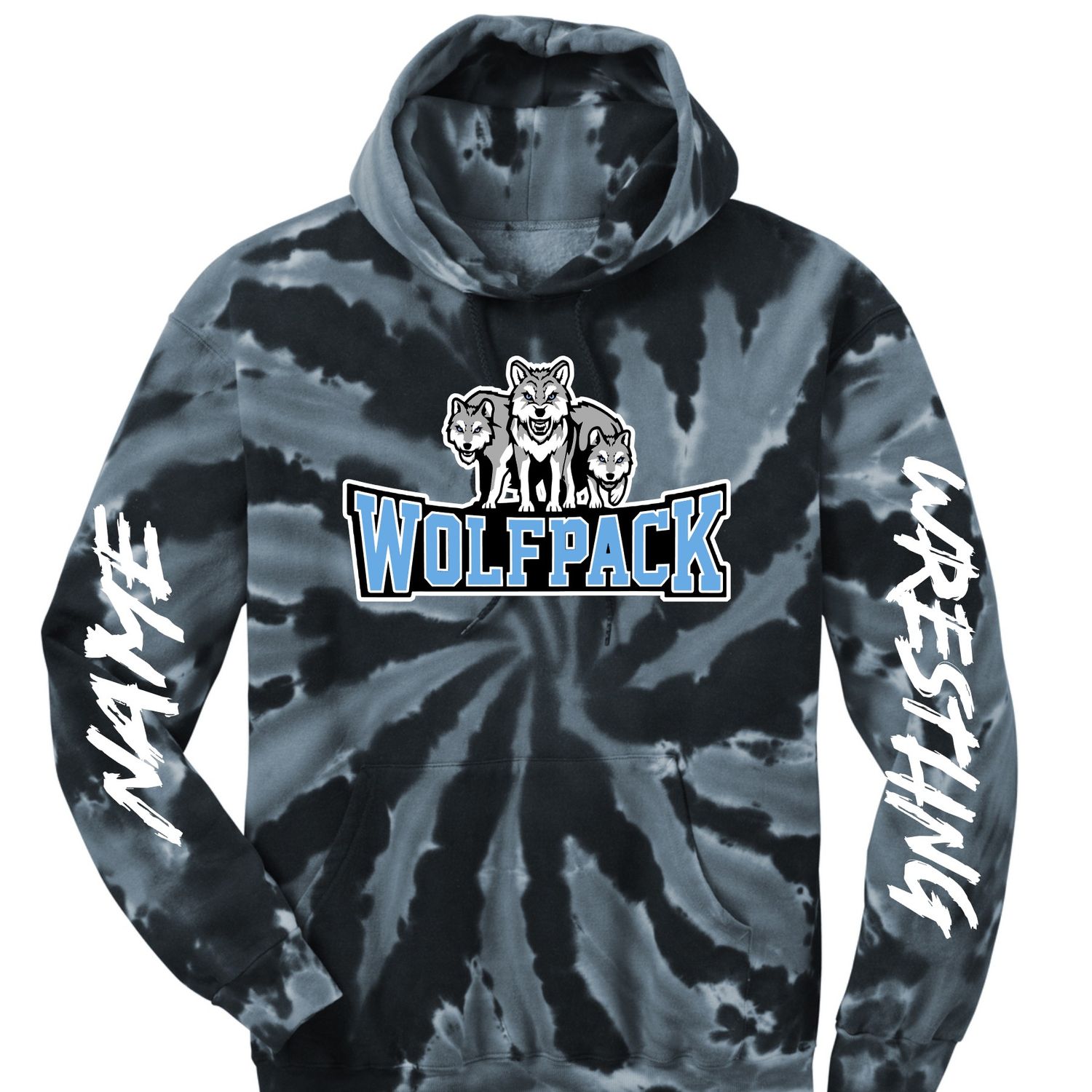 Wolfpack Wrestling Spiral Tie Dye Hoodie