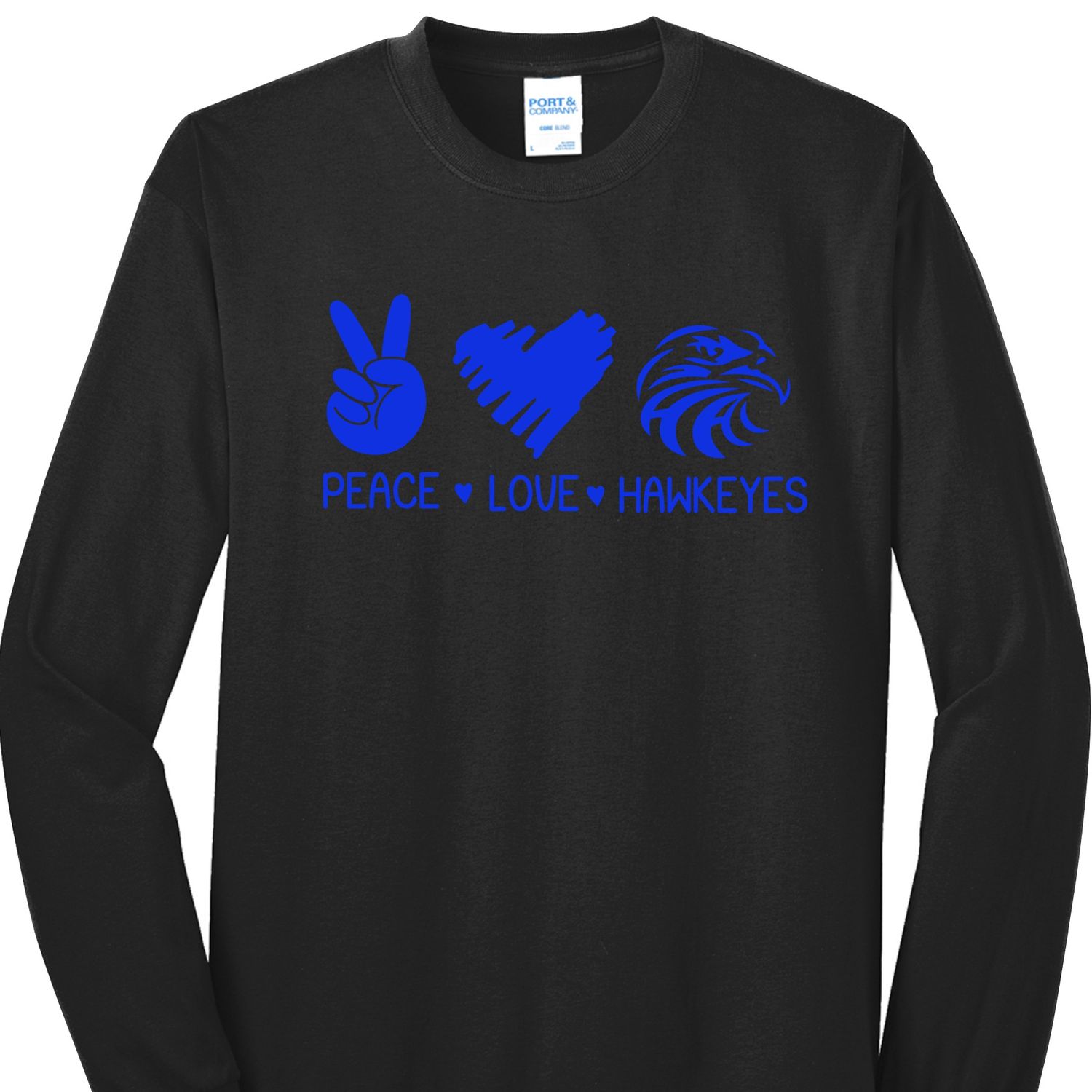 Peace Love Hawkeyes Long Sleeve