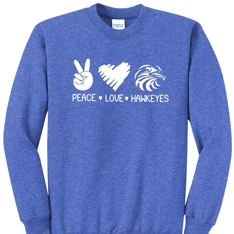 Peace Love Hawkeyes Crewneck Sweatshirt
