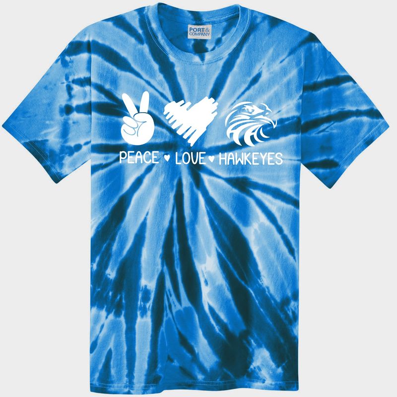 Peace Love Hawkeyes Tie Dye Tshirt