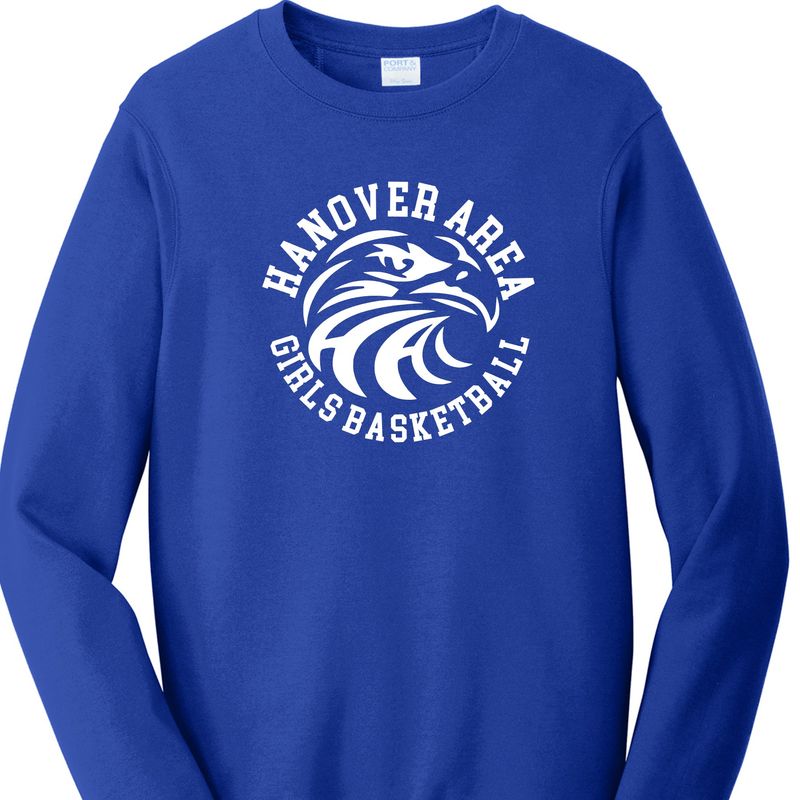 Hanover Area Girls Basketball Hawk Head Crewneck Sweatshirt