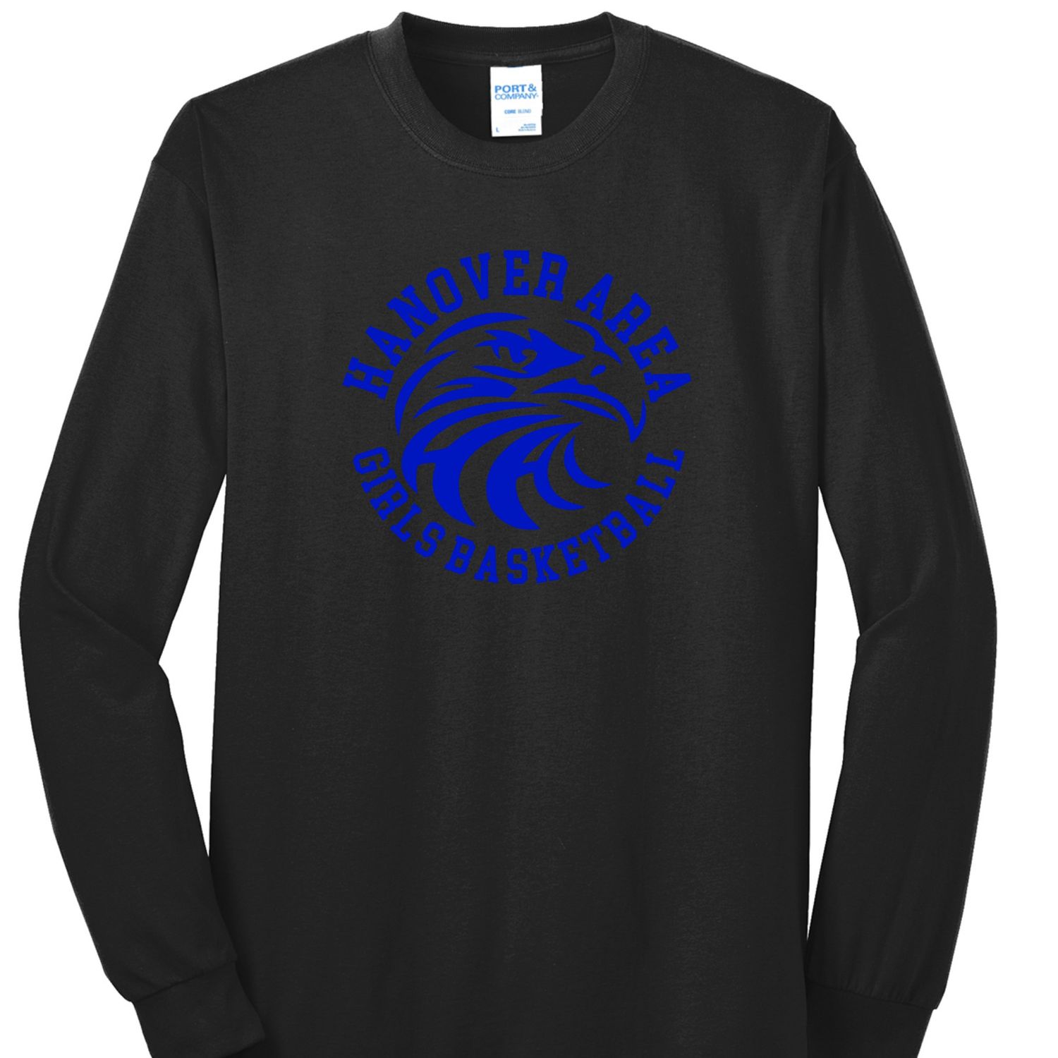 Hanover Area Girls Basketball Hawk Head Long Sleeve