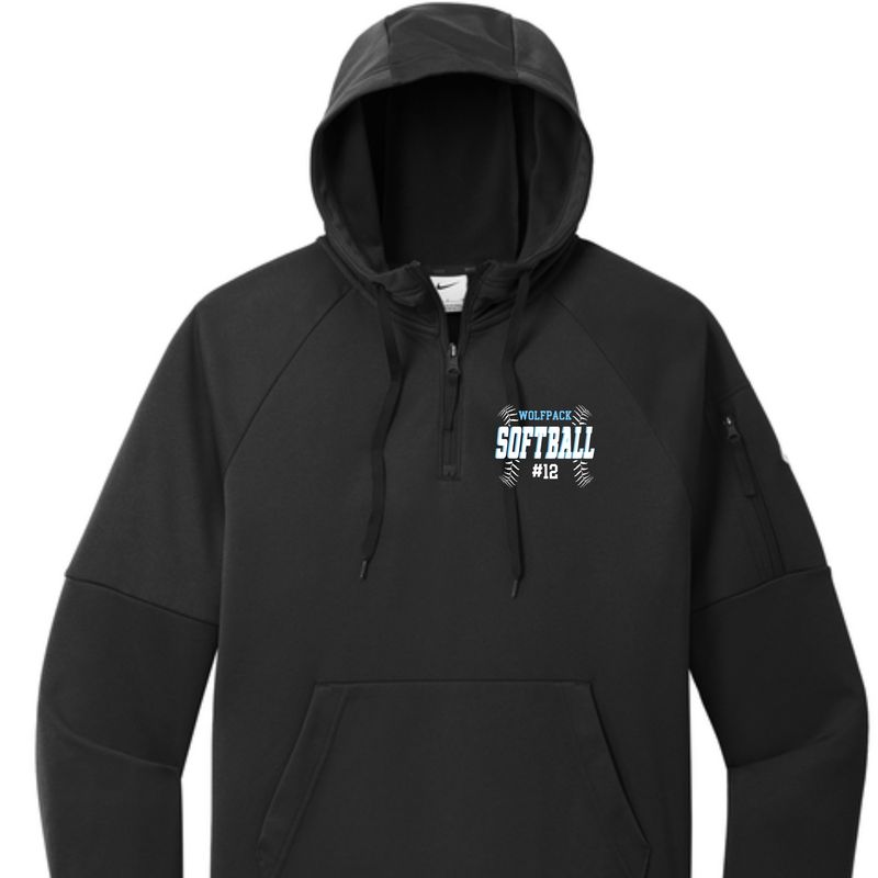 Wolfpack Softball Stitched Nike Performance 1/4 Zip Hoodie