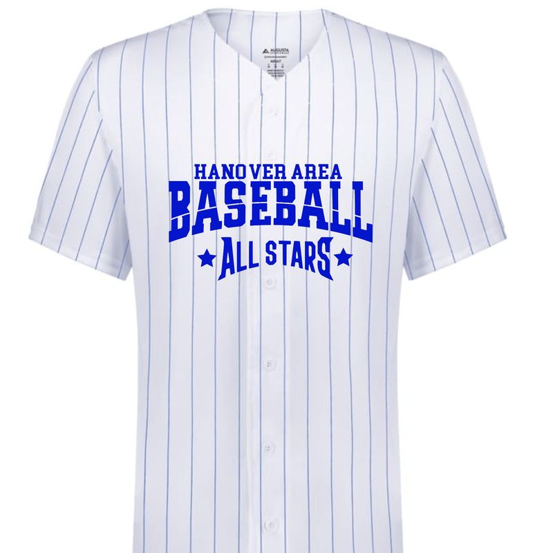 Hanover Area Baseball All Stars Full button Pinstripe jersey