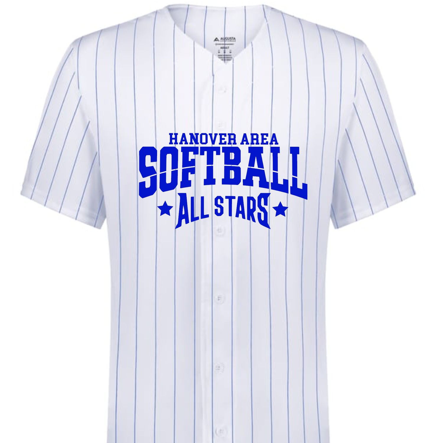 Hanover Area Softball All Stars Full Button pinstripe Jersey
