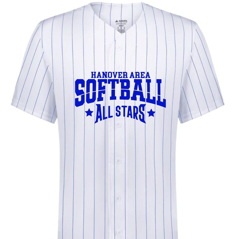 Hanover Area Softball All Stars Full Button pinstripe Jersey