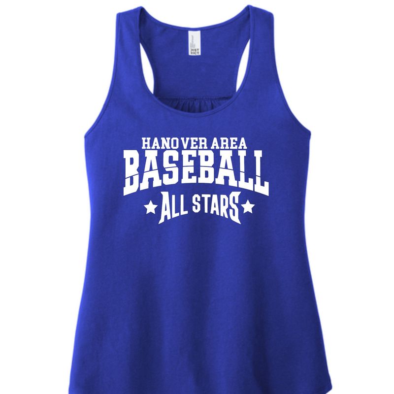 Hanover Area Little league All Stars Baseball Gathered Racerback Tank