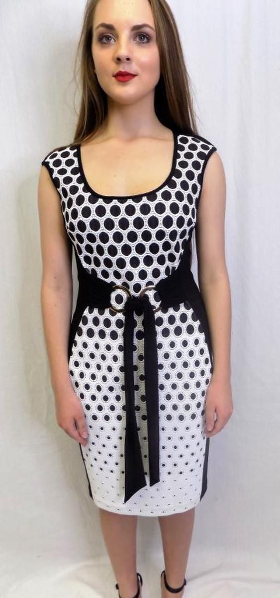JOSEPH RIBKOFF LDS DRESS 191893, Color: BLACK/WHITE, Size: 10