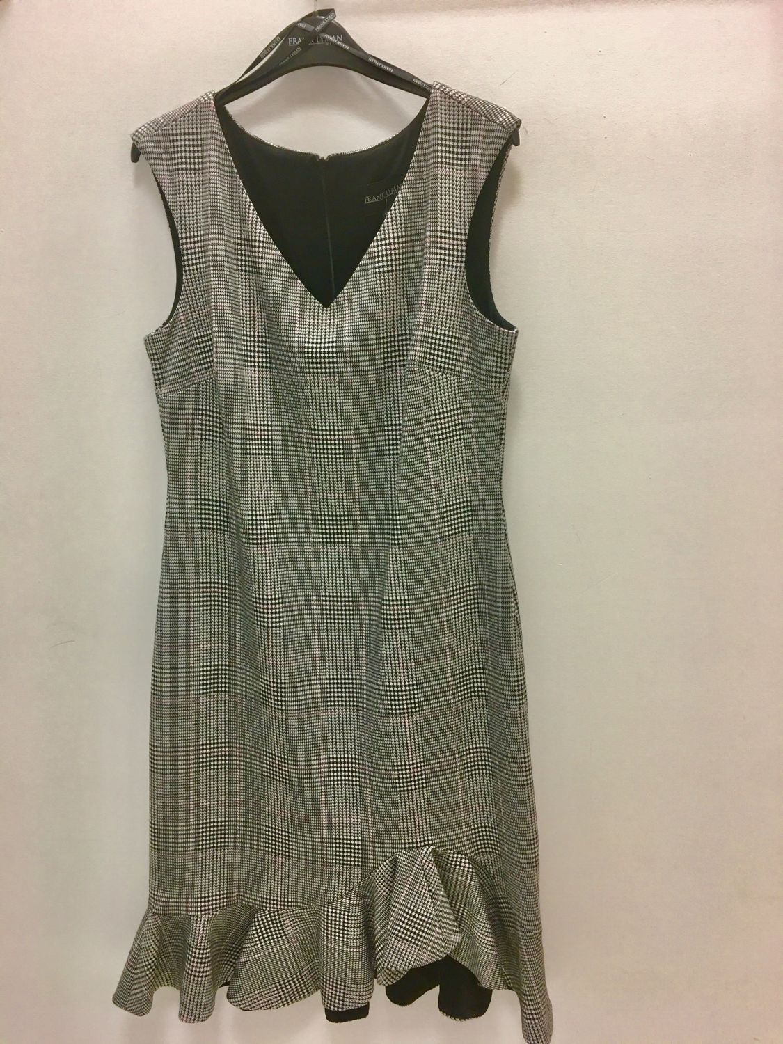 194465 Black/white/pink checkered woven dress