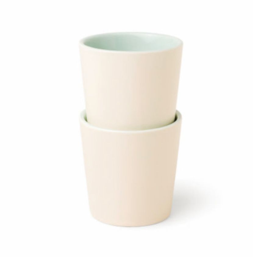CERAMIC NESTING CUPS 8OZ - CREAM + MINT